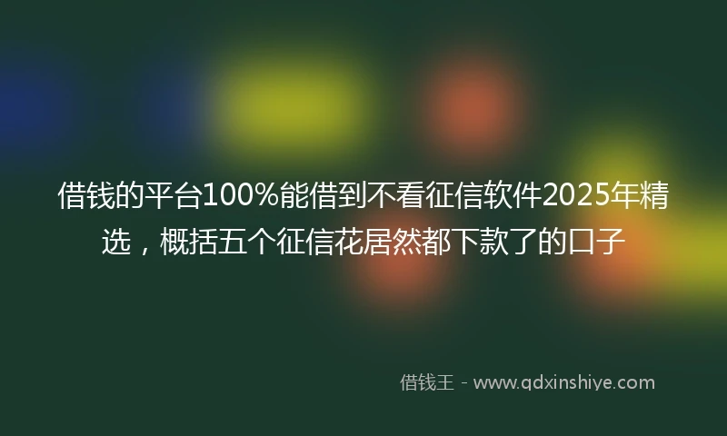 借钱的平台100%能借到不看征信软件2025年精选，概括五个征信花居然都下款了的口子