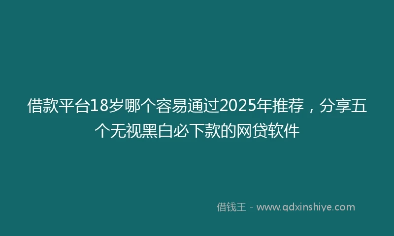 借款平台18岁哪个容易通过2025年推荐，分享五个无视黑白必下款的网贷软件