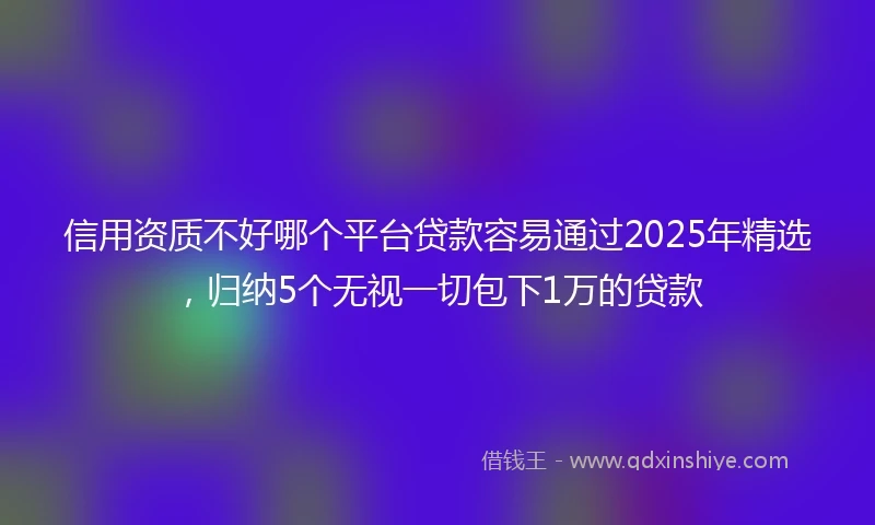 信用资质不好哪个平台贷款容易通过2025年精选,归纳5个无视一切包下1万的贷款