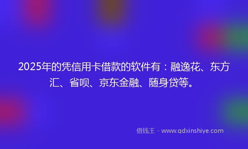 2025年的凭信用卡借款的软件有：融逸花、东方汇、省呗、京东金融、随身贷等。