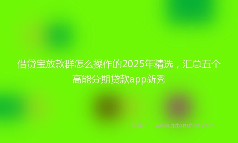 借贷宝放款群怎么操作的2025年精选，汇总五个高能分期贷款app新秀
