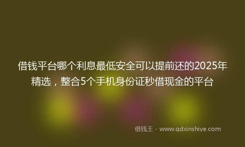借钱平台哪个利息最低安全可以提前还的2025年精选，整合5个手机身份证秒借现金的平台