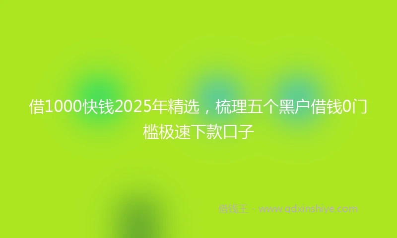 借1000快钱2025年精选,梳理五个黑户借钱0门槛极速下款口子