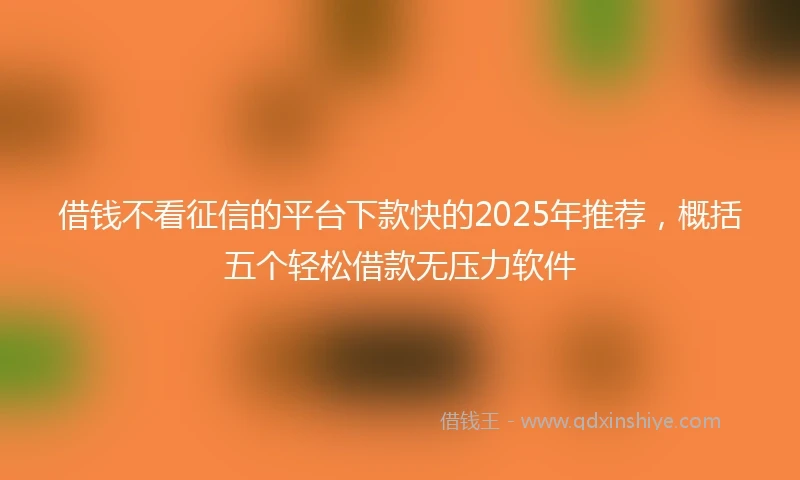 借钱不看征信的平台下款快的2025年推荐，概括五个轻松借款无压力软件
