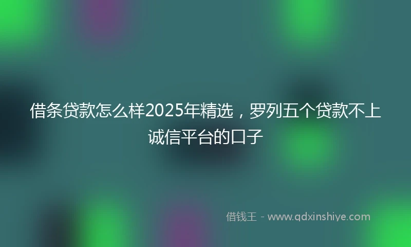 借条贷款怎么样2025年精选，罗列五个贷款不上诚信平台的口子