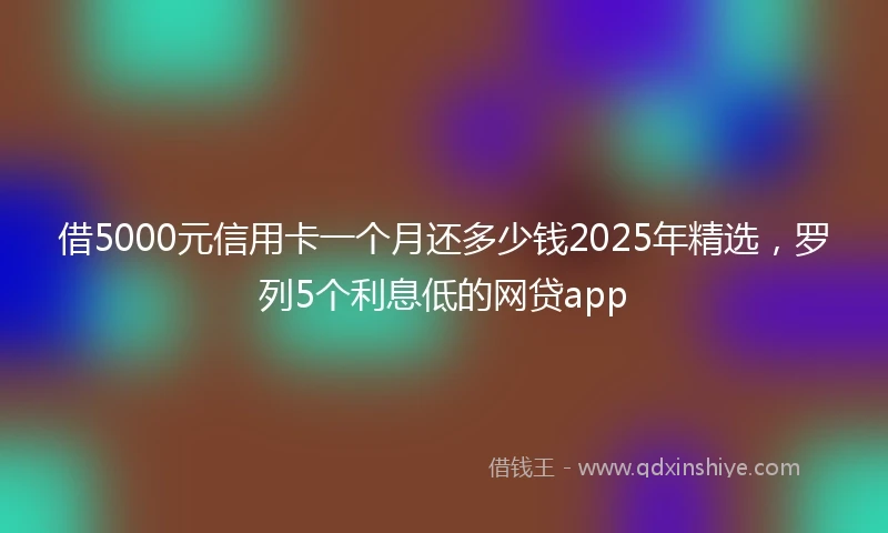 借5000元信用卡一个月还多少钱2025年精选，罗列5个利息低的网贷app