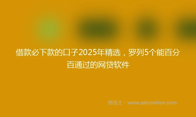 借款必下款的口子2025年精选，罗列5个能百分百通过的网贷软件