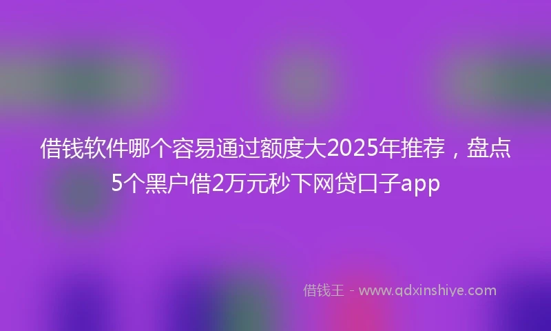 借钱软件哪个容易通过额度大2025年推荐，盘点5个黑户借2万元秒下网贷口子app
