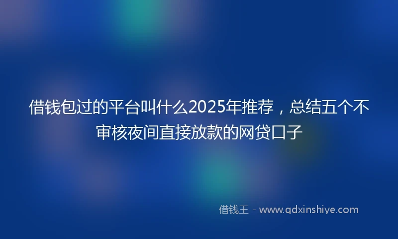 借钱包过的平台叫什么2025年推荐，总结五个不审核夜间直接放款的网贷口子
