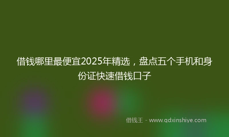 借钱哪里最便宜2025年精选，盘点五个手机和身份证快速借钱口子