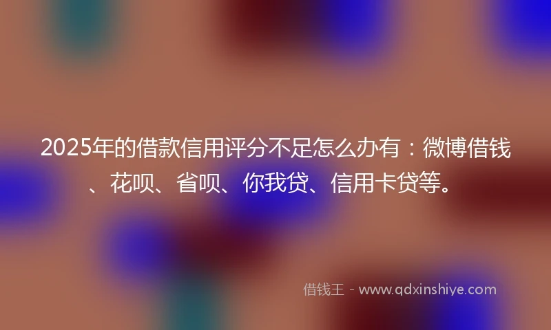 2025年的借款信用评分不足怎么办有：微博借钱、花呗、省呗、你我贷、信用卡贷等。