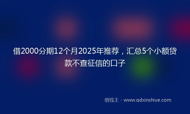 借2000分期12个月2025年推荐,汇总5个小额贷款不查征信的口子