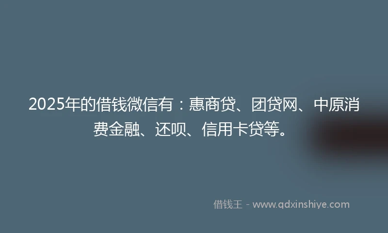2025年的借钱微信有：惠商贷、团贷网、中原消费金融、还呗、信用卡贷等。