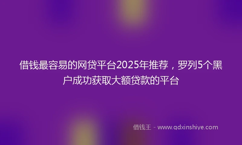 借钱最容易的网贷平台2025年推荐，罗列5个黑户成功获取大额贷款的平台