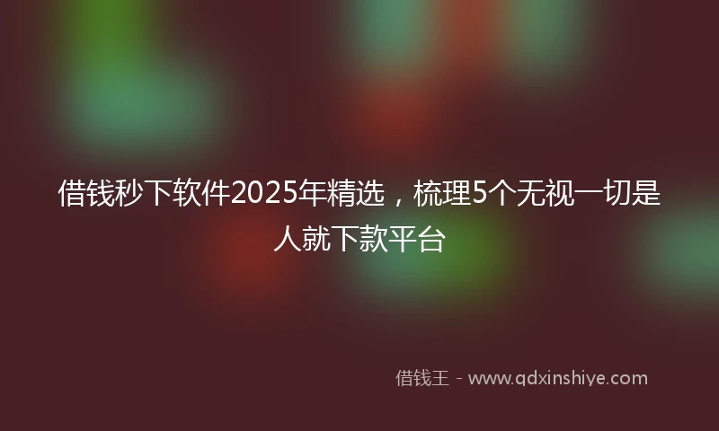 借钱秒下软件2025年精选，梳理5个无视一切是人就下款平台
