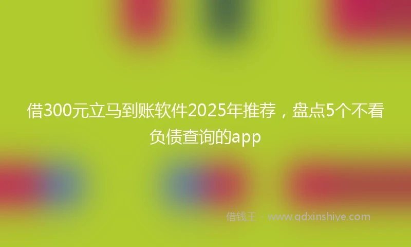 借300元立马到账软件2025年推荐，盘点5个不看负债查询的app