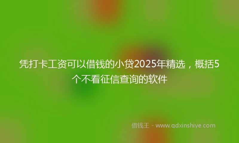 凭打卡工资可以借钱的小贷2025年精选，概括5个不看征信查询的软件