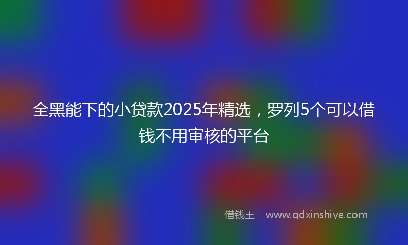 全黑能下的小贷款2025年精选，罗列5个可以借钱不用审核的平台