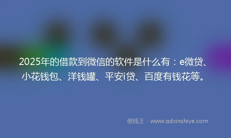 2025年的借款到微信的软件是什么有：e微贷、小花钱包、洋钱罐、平安i贷、百度有钱花等。