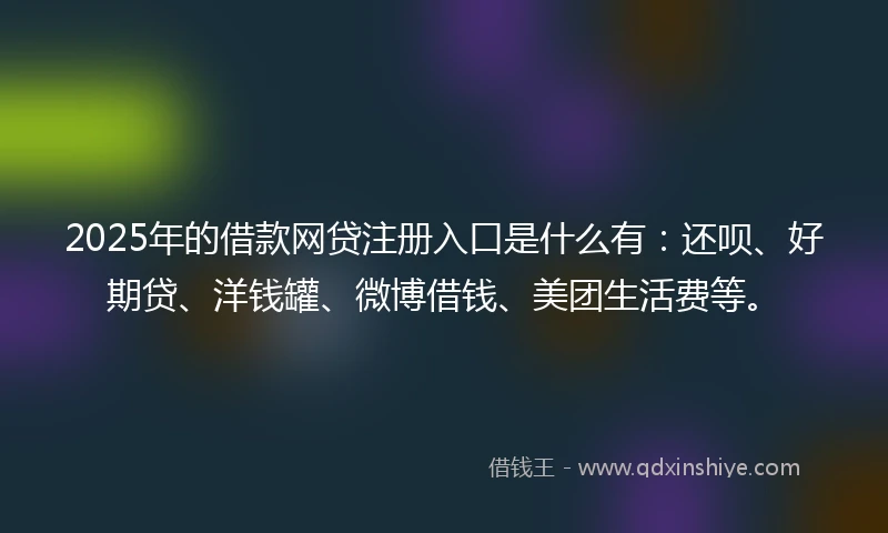 2025年的借款网贷注册入口是什么有：还呗、好期贷、洋钱罐、微博借钱、美团生活费等。