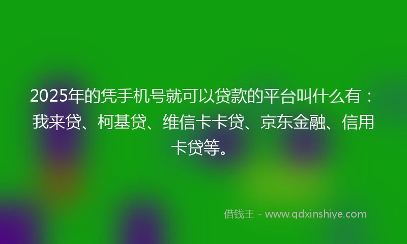 2025年的凭手机号就可以贷款的平台叫什么有：我来贷、柯基贷、维信卡卡贷、京东金融、信用卡贷等。