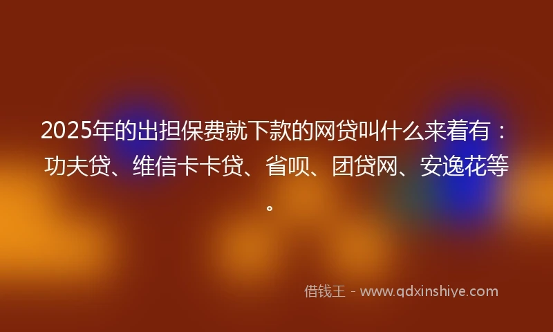 2025年的出担保费就下款的网贷叫什么来着有：功夫贷、维信卡卡贷、省呗、团贷网、安逸花等。