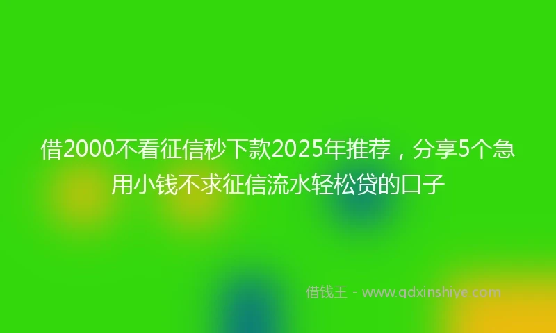 借2000不看征信秒下款2025年推荐，分享5个急用小钱不求征信流水轻松贷的口子