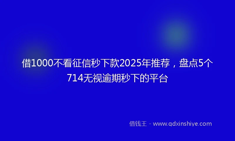 借1000不看征信秒下款2025年推荐，盘点5个714无视逾期秒下的平台