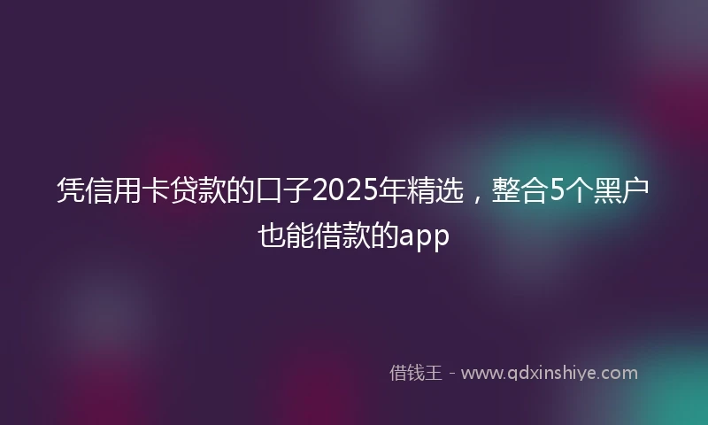 凭信用卡贷款的口子2025年精选，整合5个黑户也能借款的app