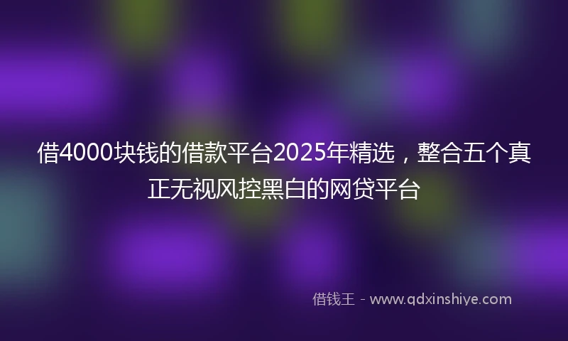 借4000块钱的借款平台2025年精选，整合五个真正无视风控黑白的网贷平台