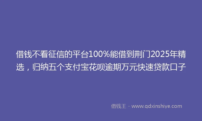 借钱不看征信的平台100%能借到荆门2025年精选，归纳五个支付宝花呗逾期万元快速贷款口子