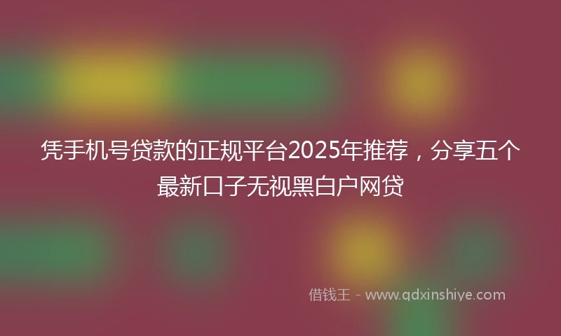 凭手机号贷款的正规平台2025年推荐，分享五个最新口子无视黑白户网贷