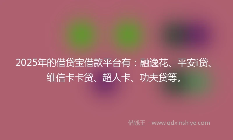 2025年的借贷宝借款平台有：融逸花、平安i贷、维信卡卡贷、超人卡、功夫贷等。