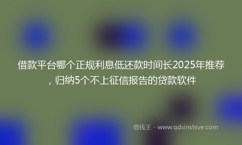 借款平台哪个正规利息低还款时间长2025年推荐，归纳5个不上征信报告的贷款软件