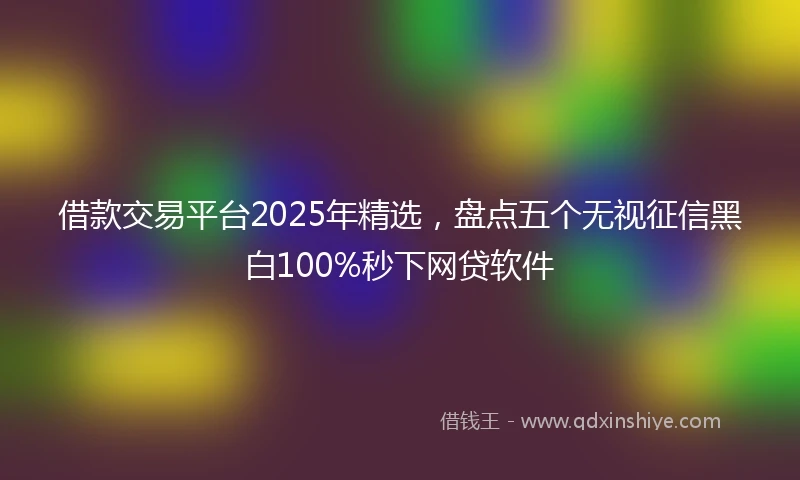 借款交易平台2025年精选,盘点五个无视征信黑白100%秒下网贷软件