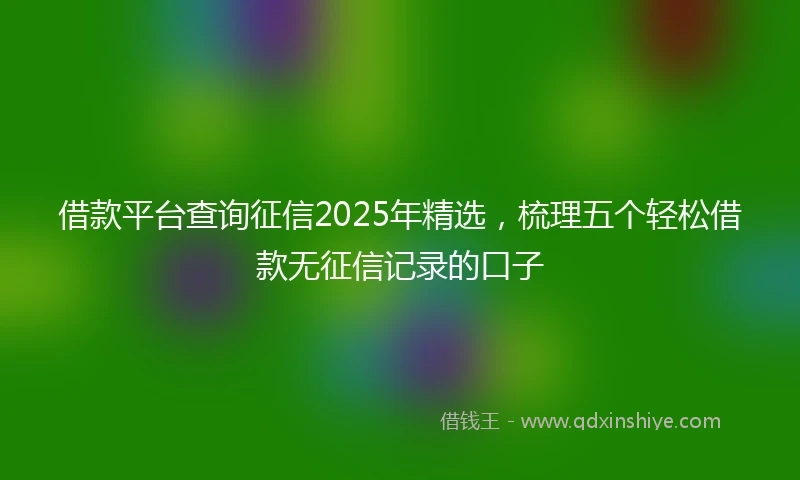 借款平台查询征信2025年精选，梳理五个轻松借款无征信记录的口子