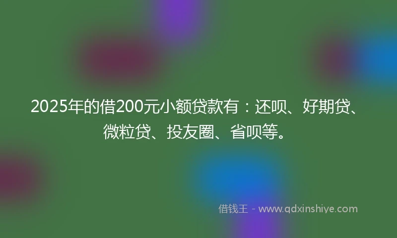 2025年的借200元小额贷款有：还呗、好期贷、微粒贷、投友圈、省呗等。