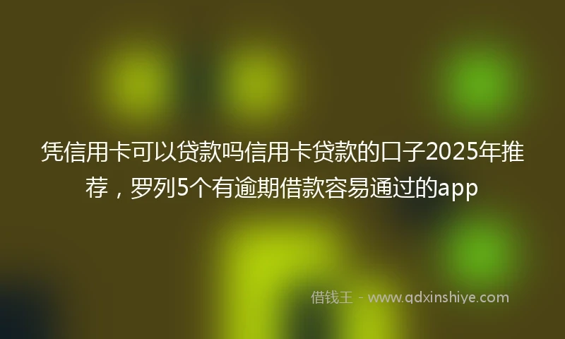 凭信用卡可以贷款吗信用卡贷款的口子2025年推荐，罗列5个有逾期借款容易通过的app
