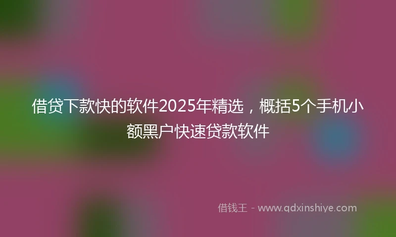 借贷下款快的软件2025年精选，概括5个手机小额黑户快速贷款软件