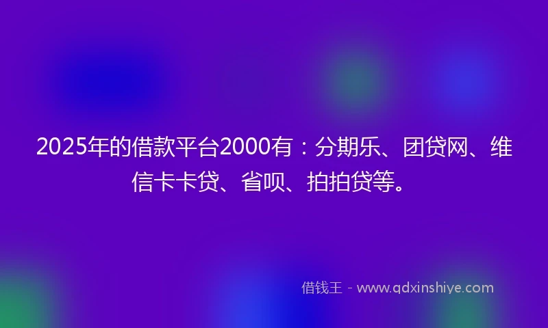 2025年的借款平台2000有：分期乐、团贷网、维信卡卡贷、省呗、拍拍贷等。