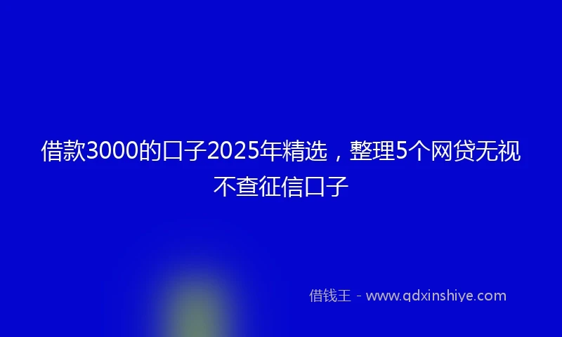 借款3000的口子2025年精选，整理5个网贷无视不查征信口子