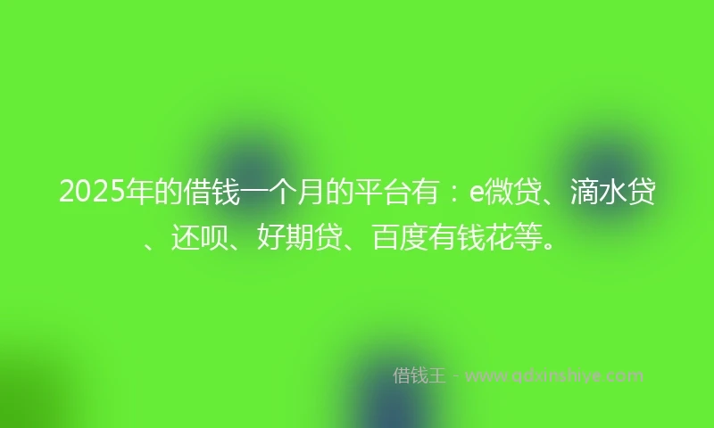 2025年的借钱一个月的平台有：e微贷、滴水贷、还呗、好期贷、百度有钱花等。
