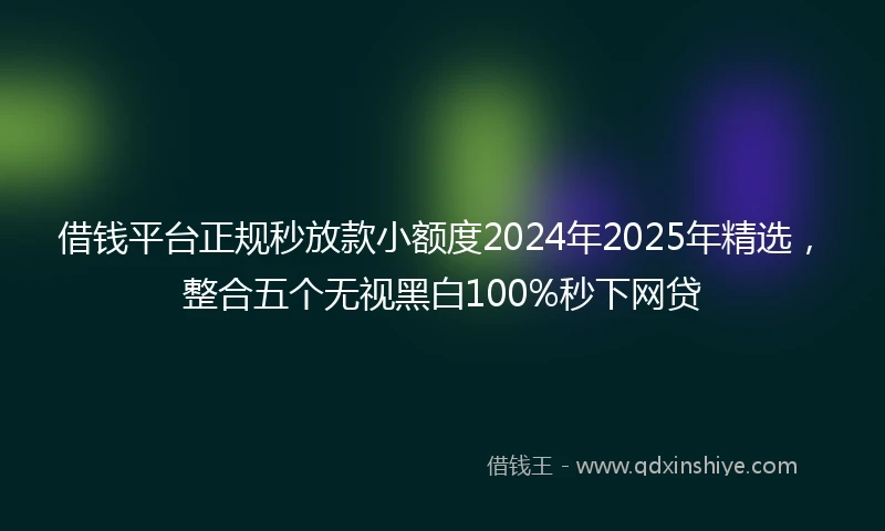 借钱平台正规秒放款小额度2024年2025年精选，整合五个无视黑白100%秒下网贷