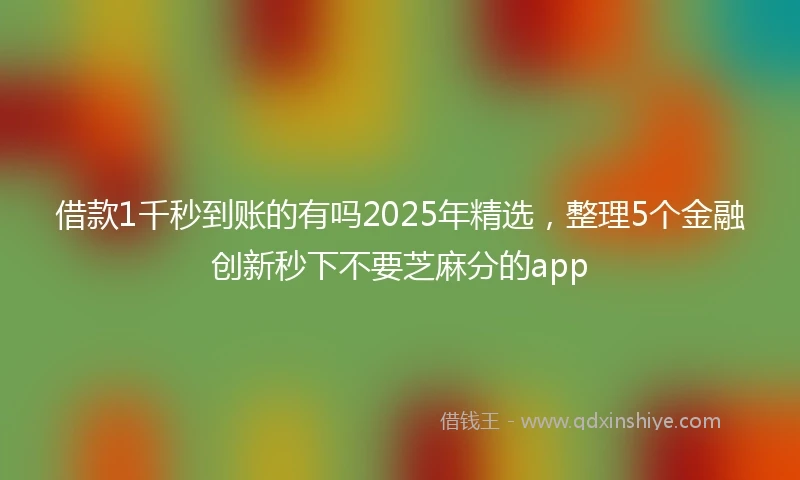 借款1千秒到账的有吗2025年精选，整理5个金融创新秒下不要芝麻分的app