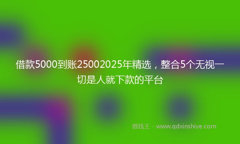 借款5000到账25002025年精选,整合5个无视一切是人就下款的平台