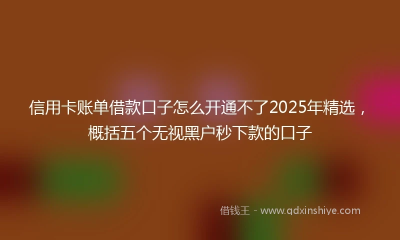 信用卡账单借款口子怎么开通不了2025年精选，概括五个无视黑户秒下款的口子