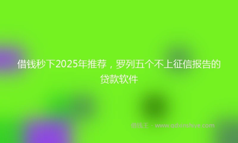 借钱秒下2025年推荐，罗列五个不上征信报告的贷款软件