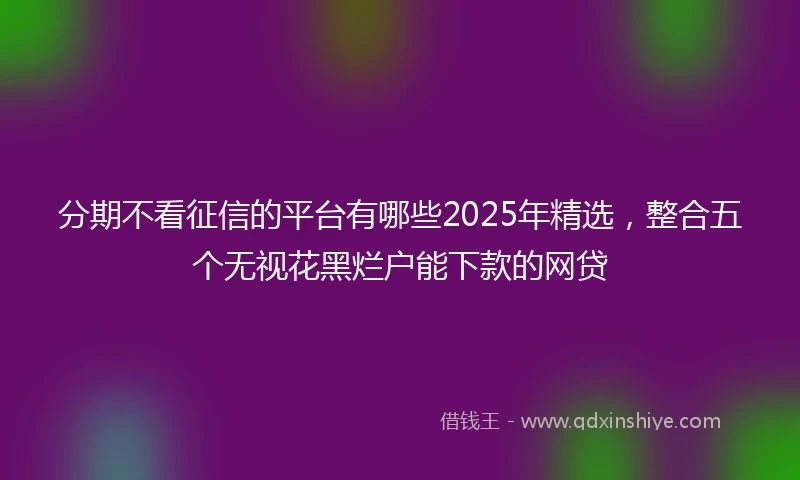 分期不看征信的平台有哪些2025年精选，整合五个无视花黑烂户能下款的网贷