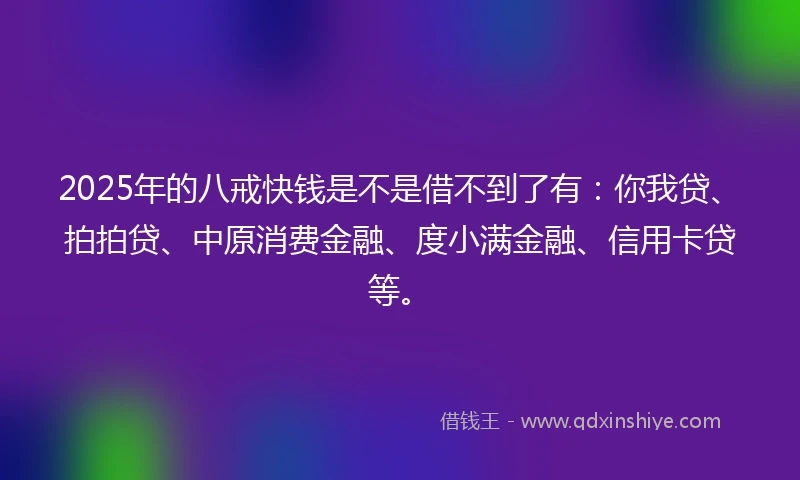 2025年的八戒快钱是不是借不到了有：你我贷、拍拍贷、中原消费金融、度小满金融、信用卡贷等。