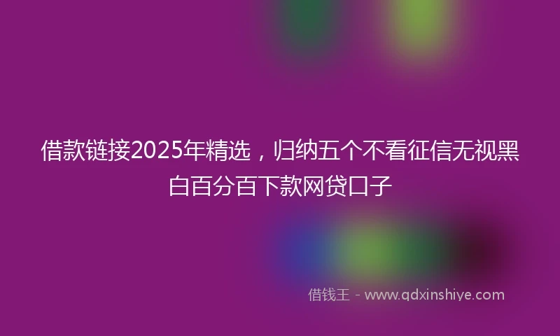 借款链接2025年精选，归纳五个不看征信无视黑白百分百下款网贷口子